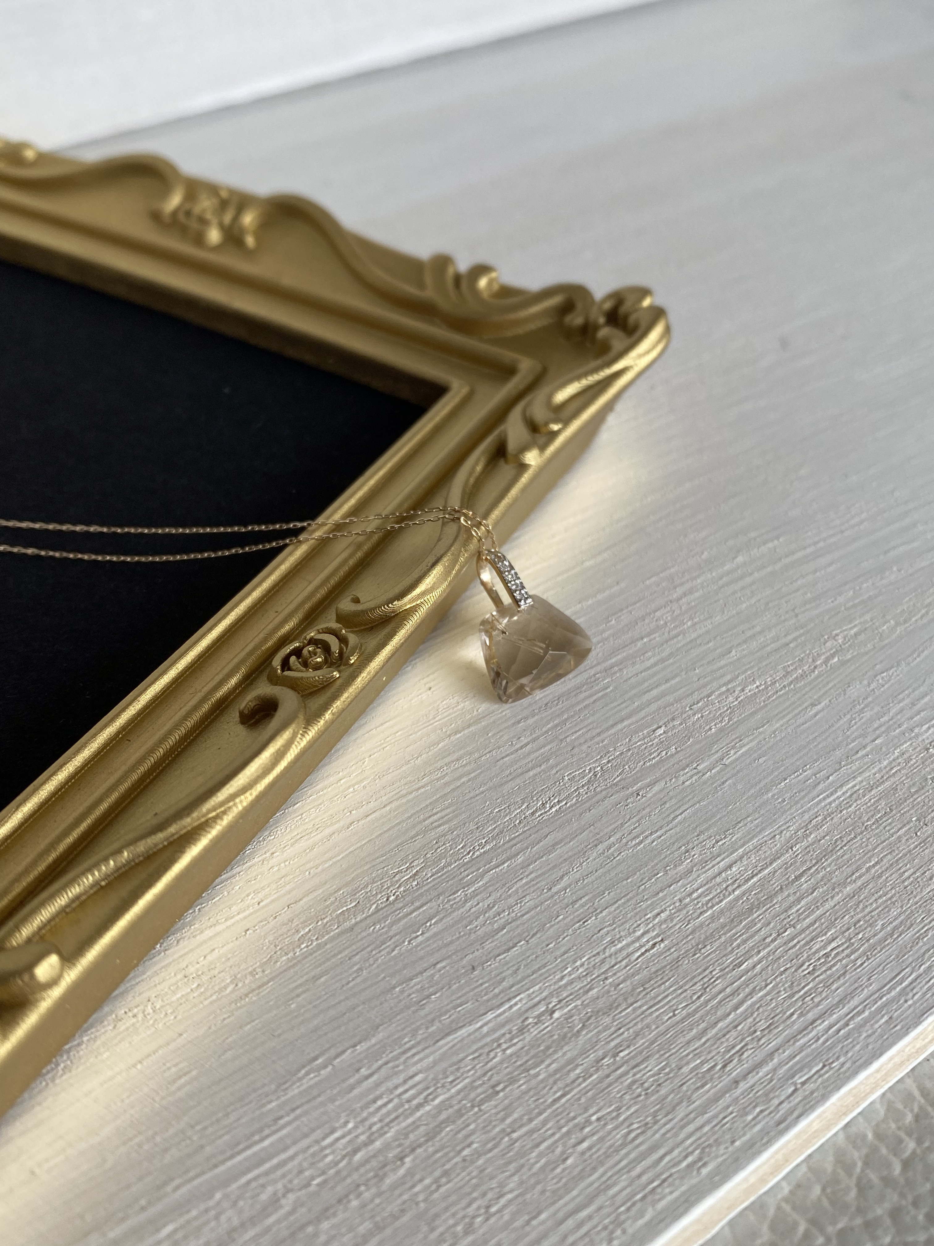 10k　ゴールドルチルクオーツとダイヤモンドのネックレス