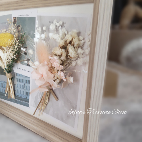 未使用】ウェルカムボード ドライフラワー飾り ナチュラルテイスト