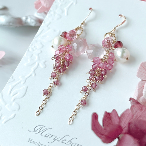 14KGF】✴︎大人のピンクピアス✴︎エチオピア産プレシャス