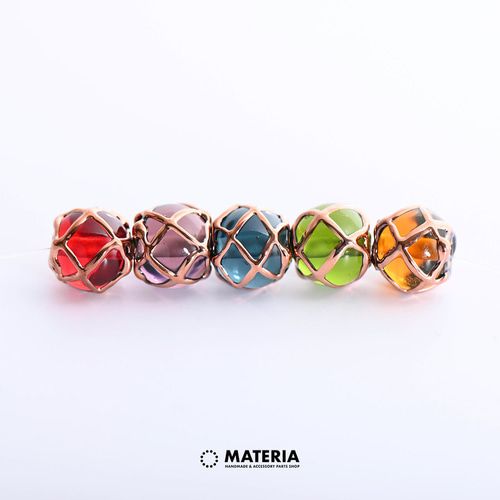 チェコハンドメイドビーズ ラウンド 網目 トパーズ 1個or2個 チェコ  