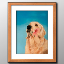 うちの子肖像画／犬の肖像画410mm／額縁付き 4枚目の画像