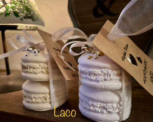 マカロン2段×2 アロマストーン ハートチャーム付き 無料ラッピング