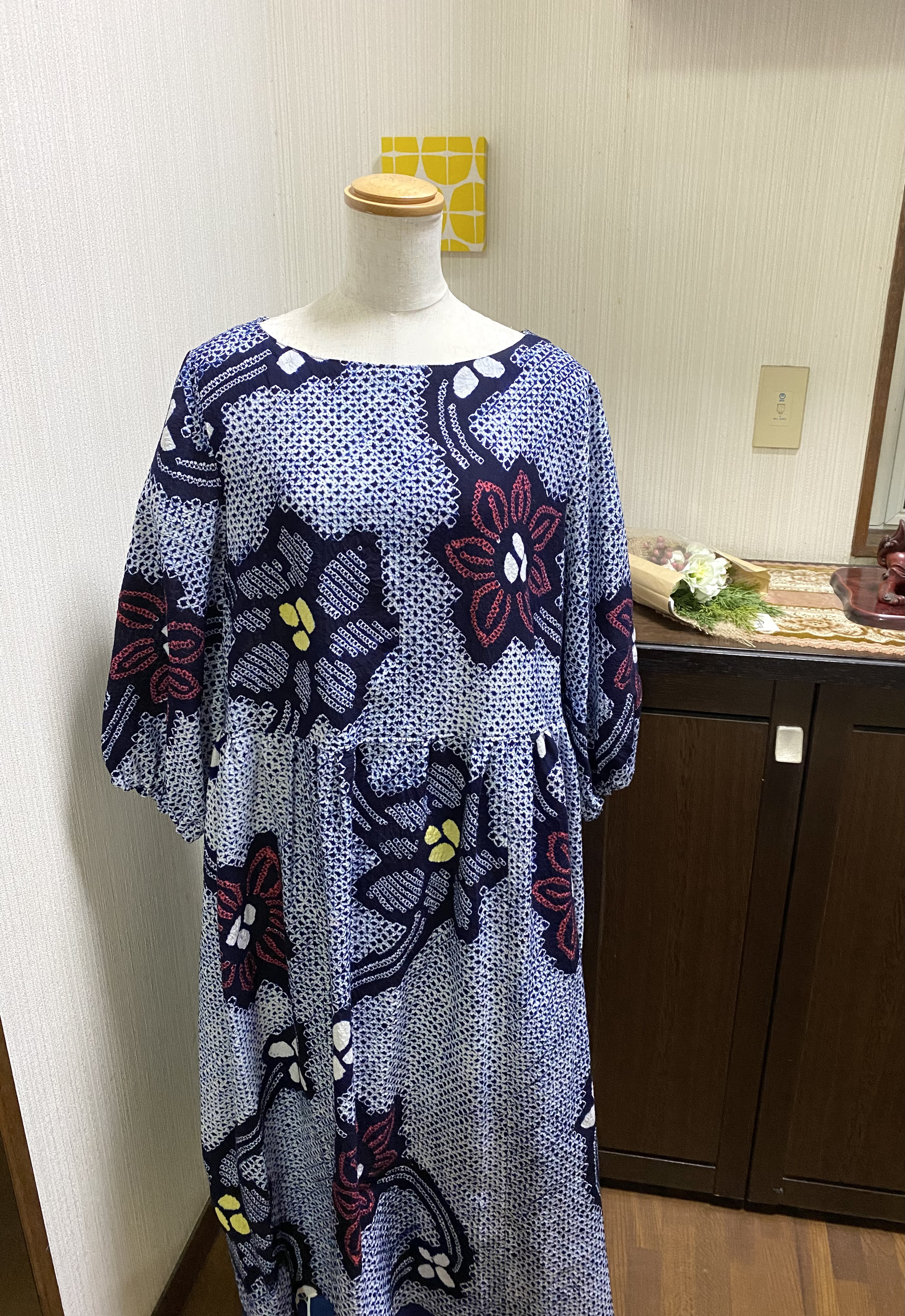 売り切れ在庫なし有松・鳴海絞り 浴衣 リメイク ワンピース