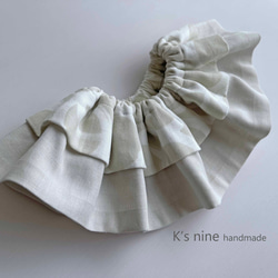 ハンドメイドフリルスタイ❁ 二段フリルのまんまるスタイ【 Paint circle &pale gray】 出産祝