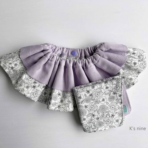 二段フリルのまんまるスタイ【Drawing flower】 出産祝 出産準備