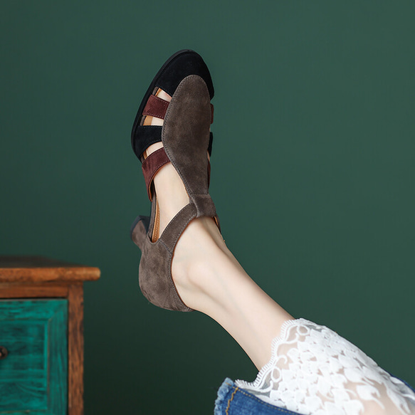山羊絨面革涼鞋女式 2 色 22-25 尺寸 B7034 第8張的照片