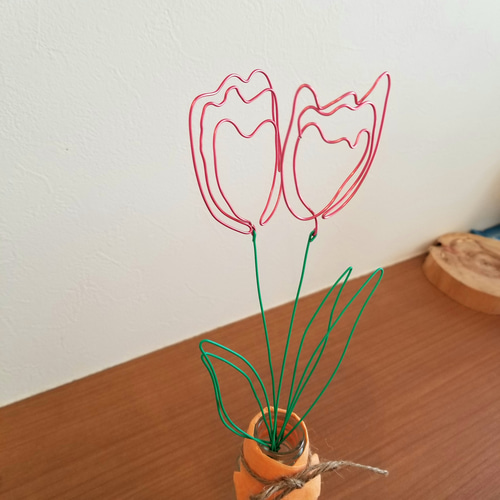 チューリップ 【 カラー / 2本セット 】 ワイヤーアート 花 壁飾り