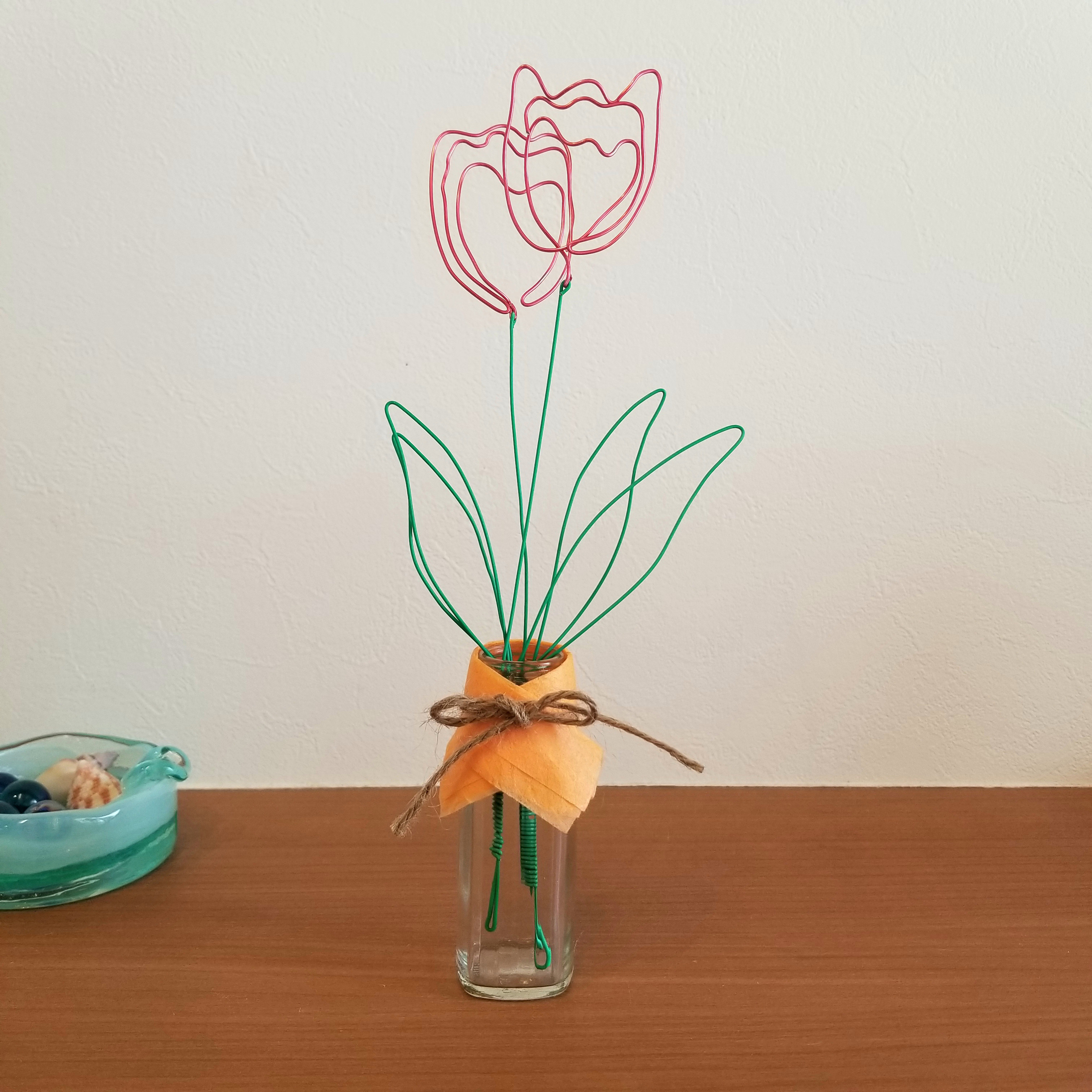 美品　ガラス　ヴィンテージ　花飾り　ワイヤーで自由に飾れる　ガラスの色合が美しい