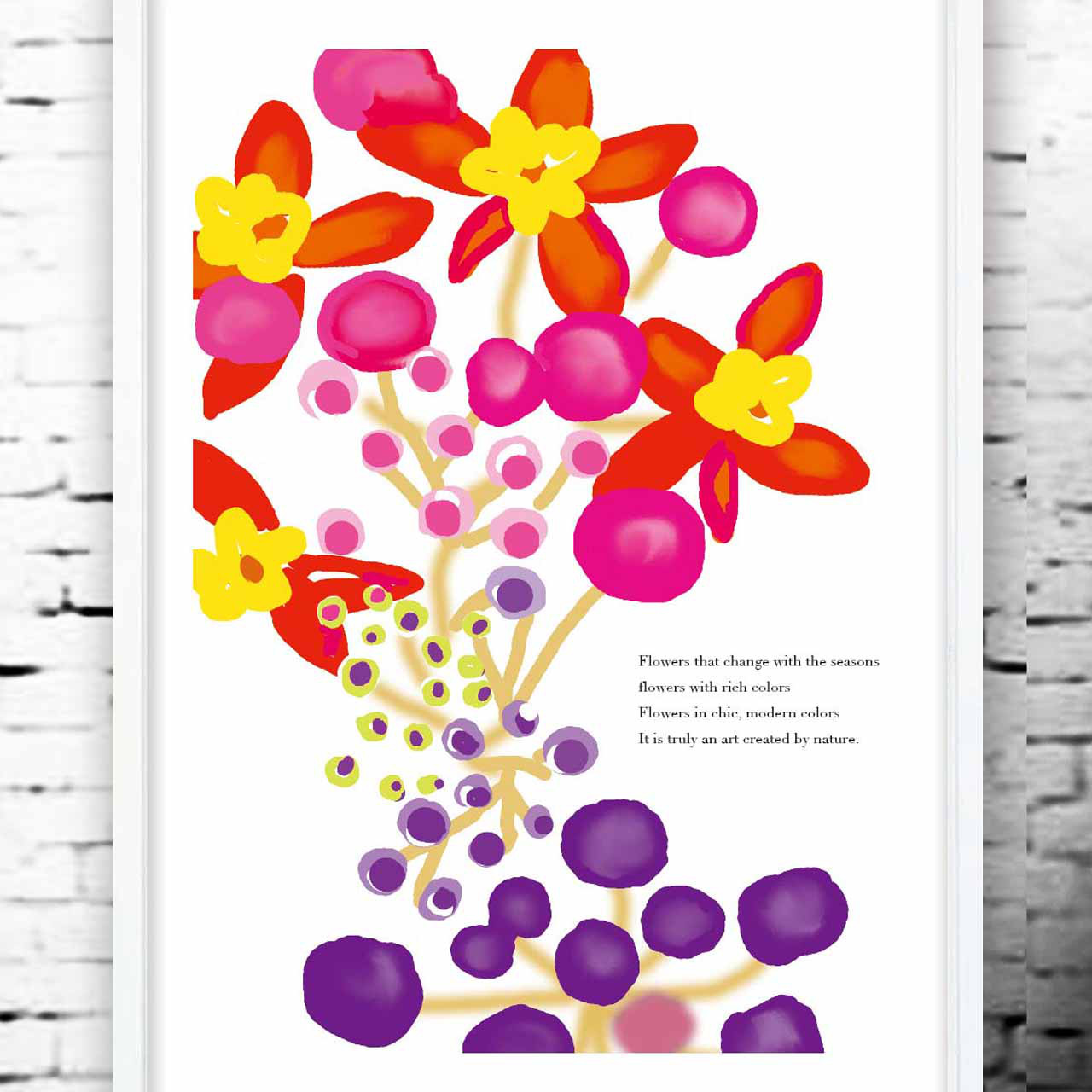 リッチカラー　花　イラスト　ポスター  A4  A3  A2　A1 アートポスター　結婚祝い　新築祝い　出産祝い1363