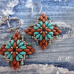 twinbeads earrings ＊ turquoise green 2枚目の画像