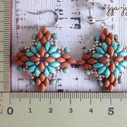 twinbeads earrings ＊ turquoise green 5枚目の画像