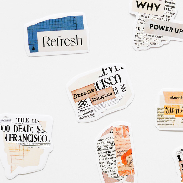 SALE! コラージュ素材 シール 46枚 newspaper page [AX742] シール