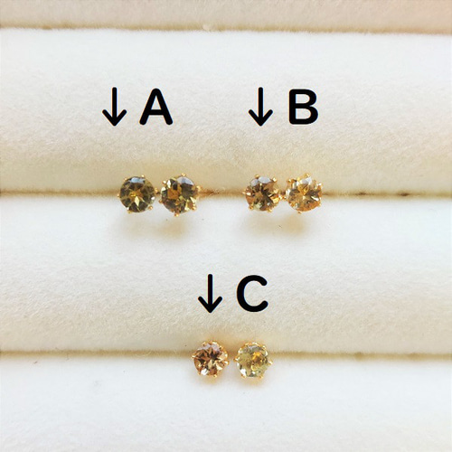 3mm！ 宝石質ゴールデントルマリンファセットカットピアス
