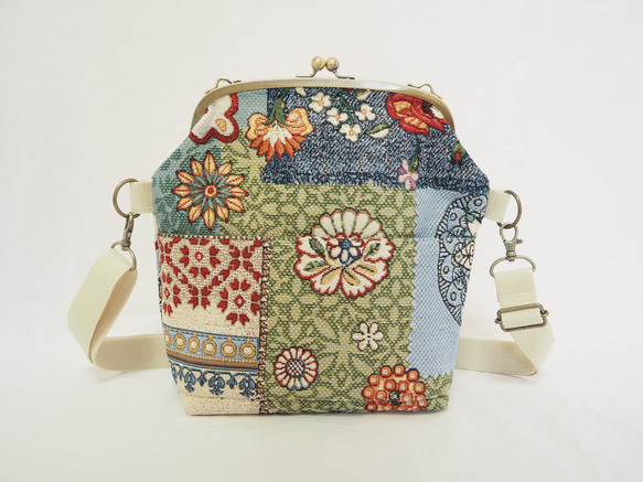 拼布 Gobelin Gamaguchi 2way 單肩包 第6張的照片