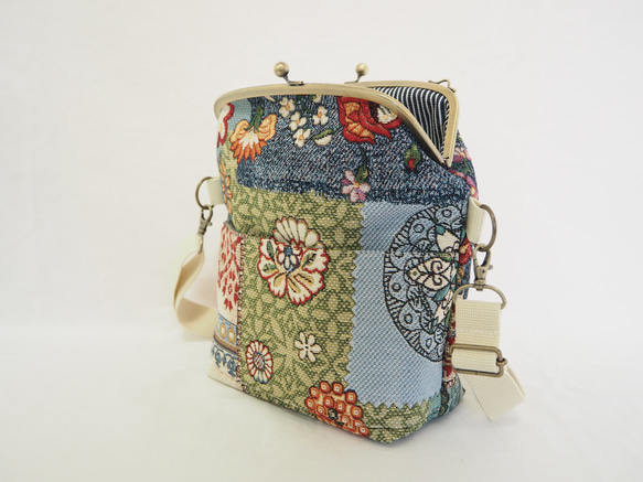 拼布 Gobelin Gamaguchi 2way 單肩包 第7張的照片