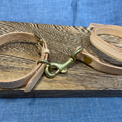 本革リード&首輪セット　国産ロロマレザー製　真鍮金具　手縫い 2枚目の画像