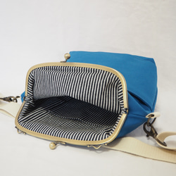 【現品限定　サンプルセール】帆布がまぐち2wayショルダーバッグ≪ブルー≫ 9枚目の画像