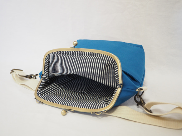 【現品限定　サンプルセール】帆布がまぐち2wayショルダーバッグ≪ブルー≫ 9枚目の画像
