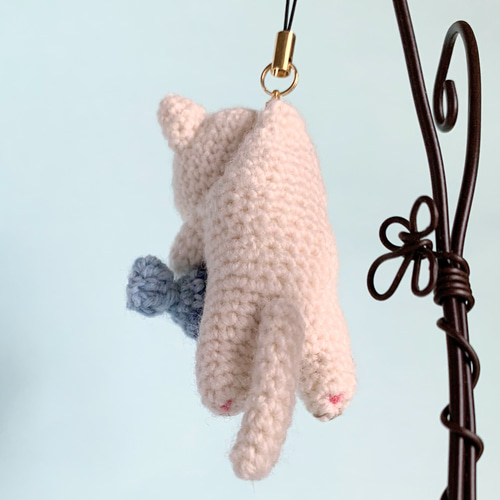 つままれイタズラねこストラップ 【あみぐるみ】 あみぐるみ Nekomimi