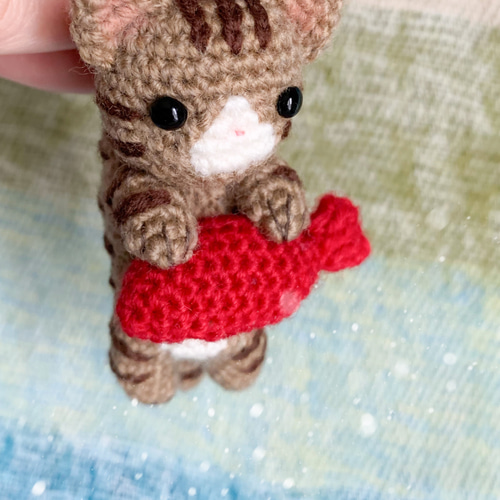 つままれイタズラねこストラップ 【あみぐるみ】 あみぐるみ Nekomimi