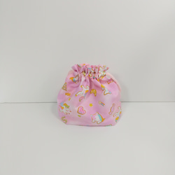 ＜送料無料＞ハンドメイド＊ピンク色のユニコーンとキャンディ柄のお弁当袋＊23045c 5枚目の画像