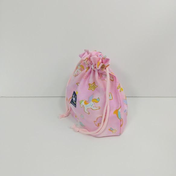 ＜送料無料＞ハンドメイド＊ピンク色のユニコーンとキャンディ柄のお弁当袋＊23045c 2枚目の画像