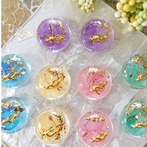 アルコールインクアート　まとめ売り お買得品】インクアートのビーズ☆10個 j-36 アルコールインク