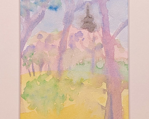 水彩原画「横浜三渓園」 オリジナル水彩原画「横浜三渓園」