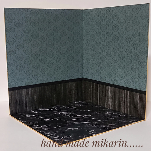 撮影用背景ボード（ダマスクグリーン）【ドールハウス】 その他人形