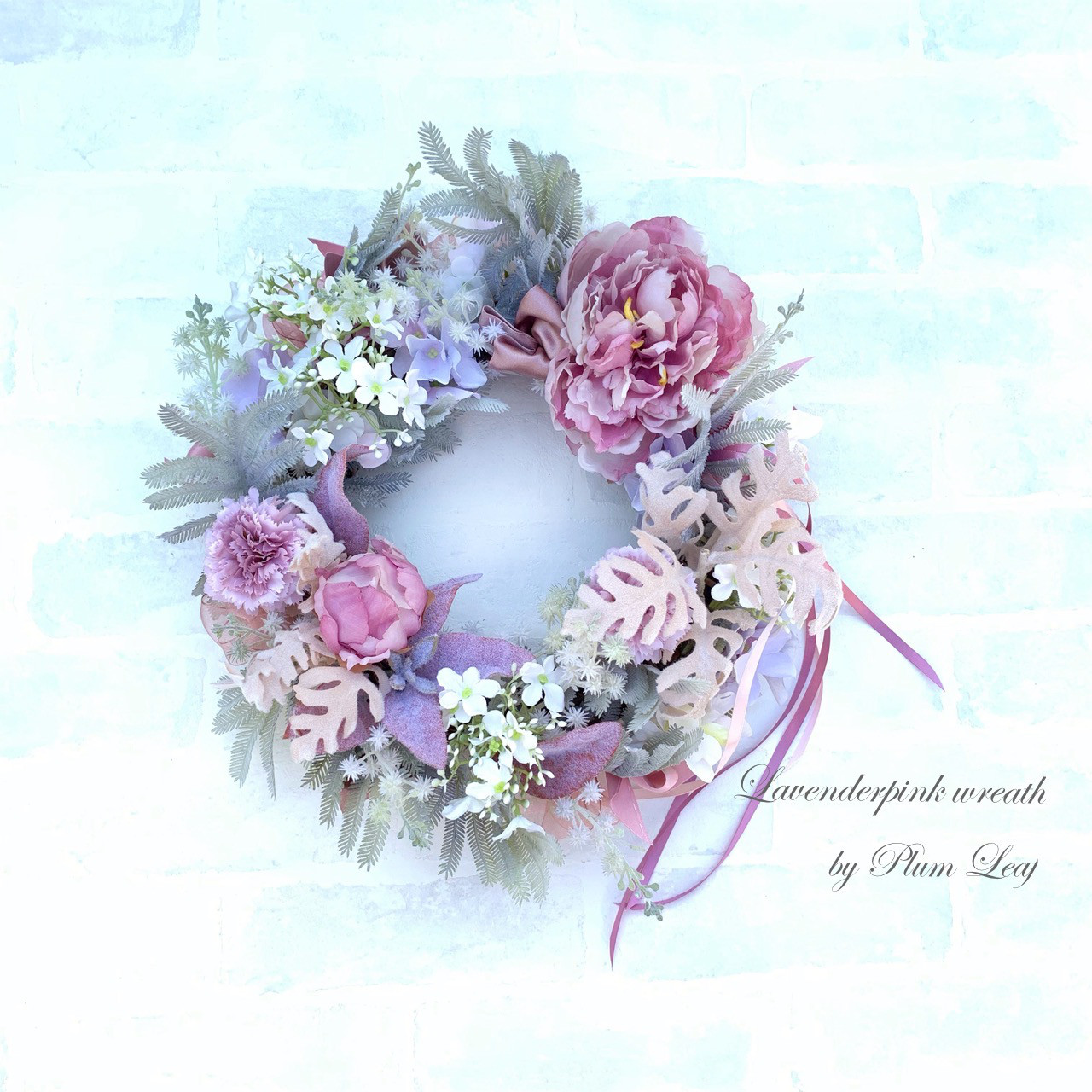 ラベンダーピンク&フロストグリーンのリース