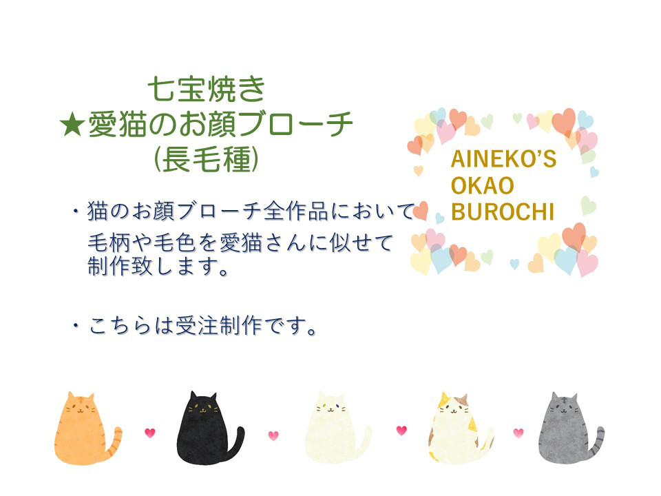 【受注制作】七宝焼き★愛猫のお顔ブローチ(長毛種)