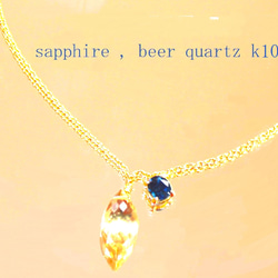 - kirakira -k10+k18gp Blue Sapphire & Beer Quartz Necklace 2枚目の画像