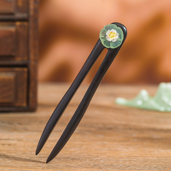 受注制作>花のかんざし パール 黒檀 母の日プレゼント K045 受注制作>花のかんざし パール 黒檀 母の日プレゼント K045