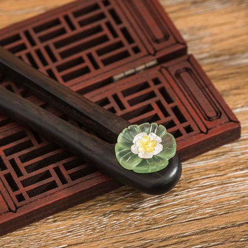 受注制作>花のかんざし パール 黒檀 母の日プレゼント K045 受注制作>花のかんざし パール 黒檀 母の日プレゼント K045