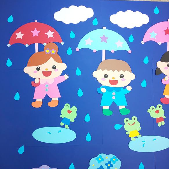 6月 梅雨 【雨の日楽しいな】保育園･幼稚園･児童館などの壁面飾り 2枚目の画像