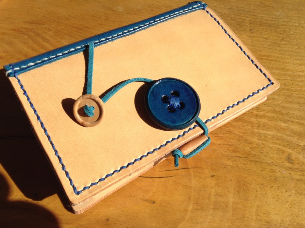 手帳　ボタン　コンビブルー　/ミニバイブルサイズ【ご注文製作】