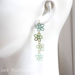 【訂做】梭織蕾絲花朵耳環（初夏） 第3張的照片