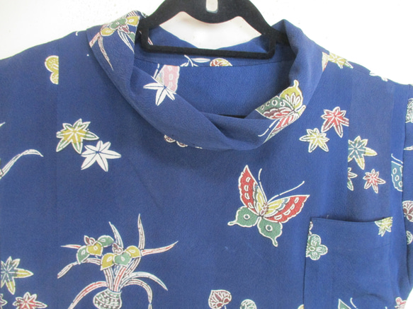 ７０７８　花柄の着物で作ったシャツ　＃送料無料 8枚目の画像