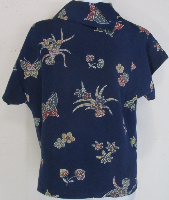 ７０７８　花柄の着物で作ったシャツ　＃送料無料 4枚目の画像