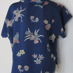 ７０７８　花柄の着物で作ったシャツ　＃送料無料 6枚目の画像
