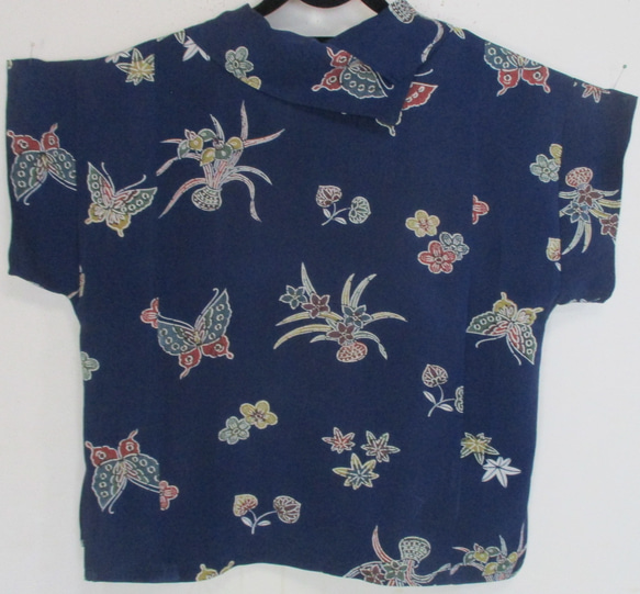 ７０７８　花柄の着物で作ったシャツ　＃送料無料 9枚目の画像