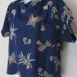 ７０７８　花柄の着物で作ったシャツ　＃送料無料 3枚目の画像