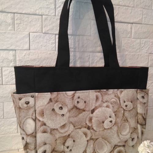 送料込】くまちゃん(ベージュ) A4サイズサイドポケットトートバッグ