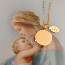 イタリア製不思議のメダイ&マリア様美しい聖母子 ３WAY ステンレスお守りネックレス M 2枚目の画像