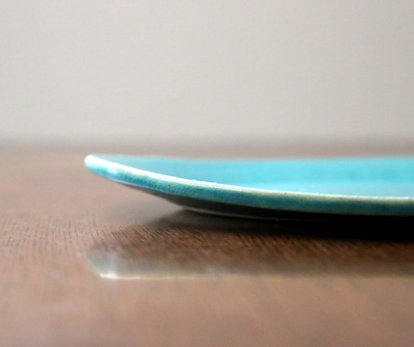 艶やかターキッシュブルー　トルコ青釉のオーバルプレート 8枚目の画像