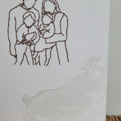 【オーダー】似顔絵 ラインアート 刺繍 線画 テクスチャーアート Wallart 家族写真 子供 2枚目の画像