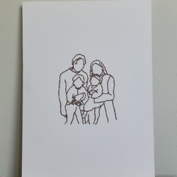 【オーダー】似顔絵 ラインアート 刺繍 線画 テクスチャーアート Wallart 家族写真 子供 4枚目の画像