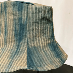 藍と柿渋リバーシブル帽子K23035 7枚目の画像