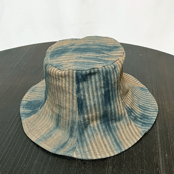 藍と柿渋リバーシブル帽子K23035 4枚目の画像
