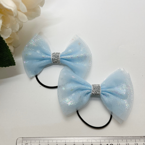 目立つかわいい 軽い！7センチ ダンス リボン 細ゴム 2個セット 幼児に